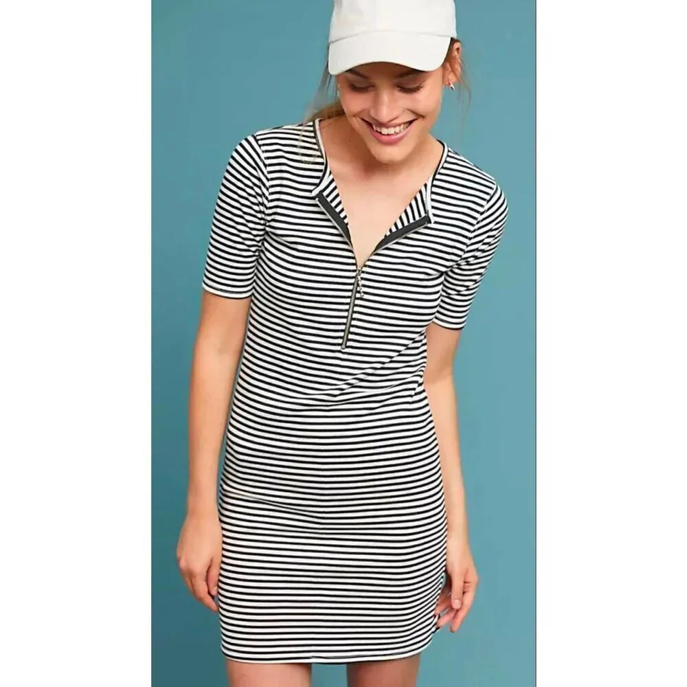 Current/Elliott Leighton Striped Zip Up Dress 1 S Small